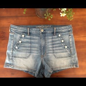 American Eagle Hi-Rise Denim Stretch Shorts